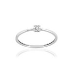 Bague or 375 blanc diamants - vue 1