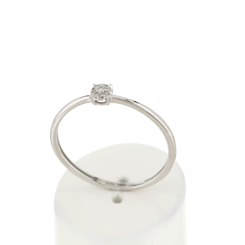 Bague or 375 blanc diamants - vue 2