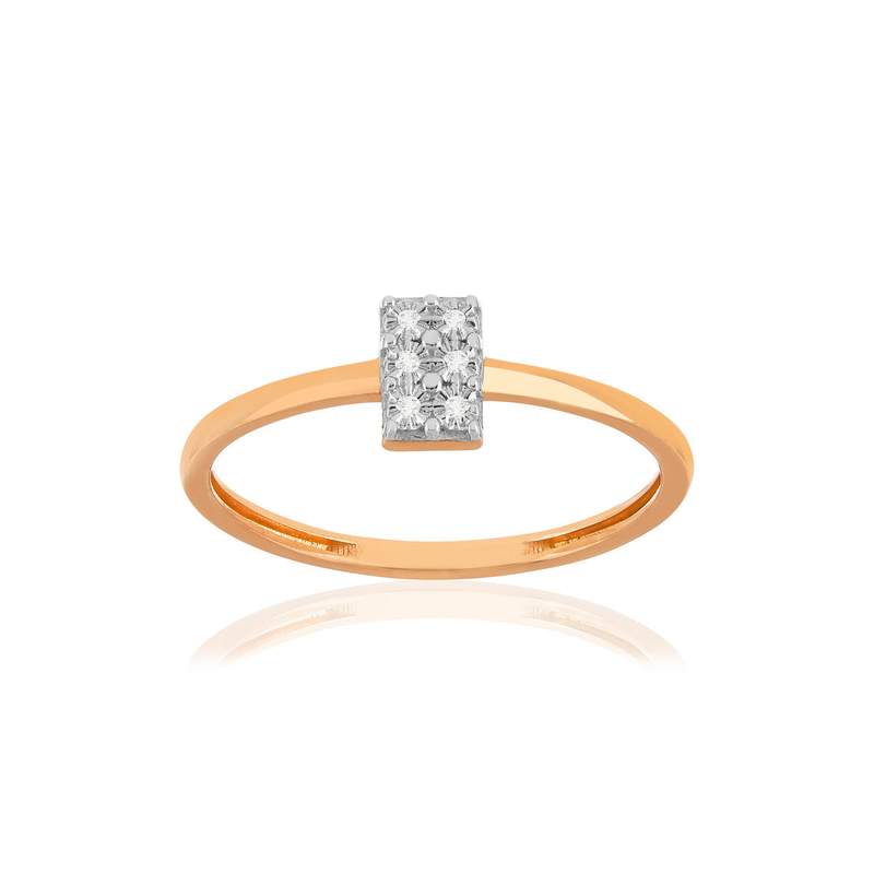 Bague or 375 rose diamants - vue 1