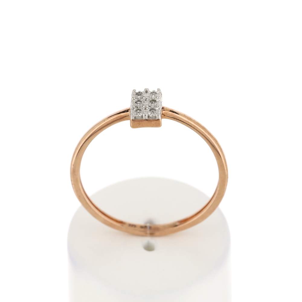 Bague or 375 rose diamants - vue 1