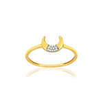 Bague or 375 jaune diamants, motif lune - vue 1
