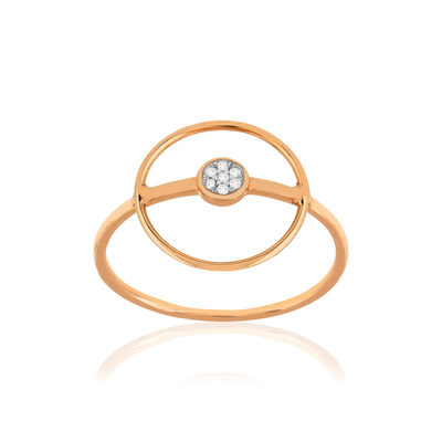 Bague or 375 rose diamants - vue 1