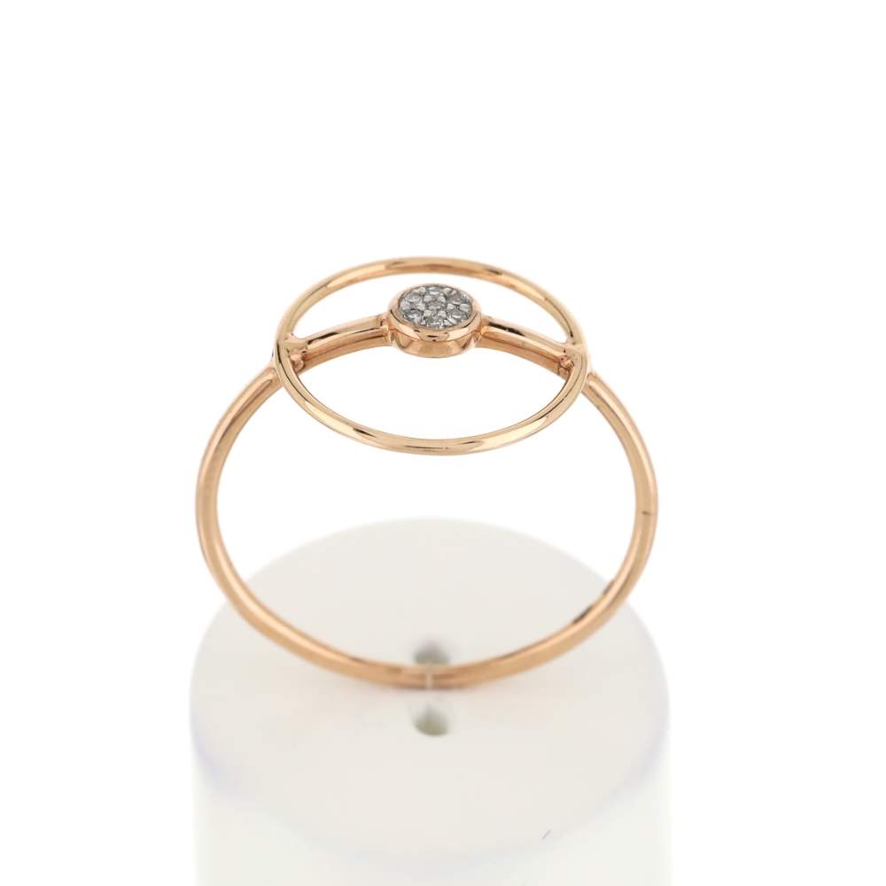 Bague or 375 rose diamants - vue 1
