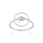Bague or 375 blanc diamants, motif étoile - vue 1