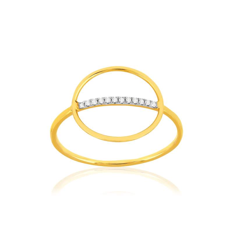 Bague or 375 jaune diamants - vue 1