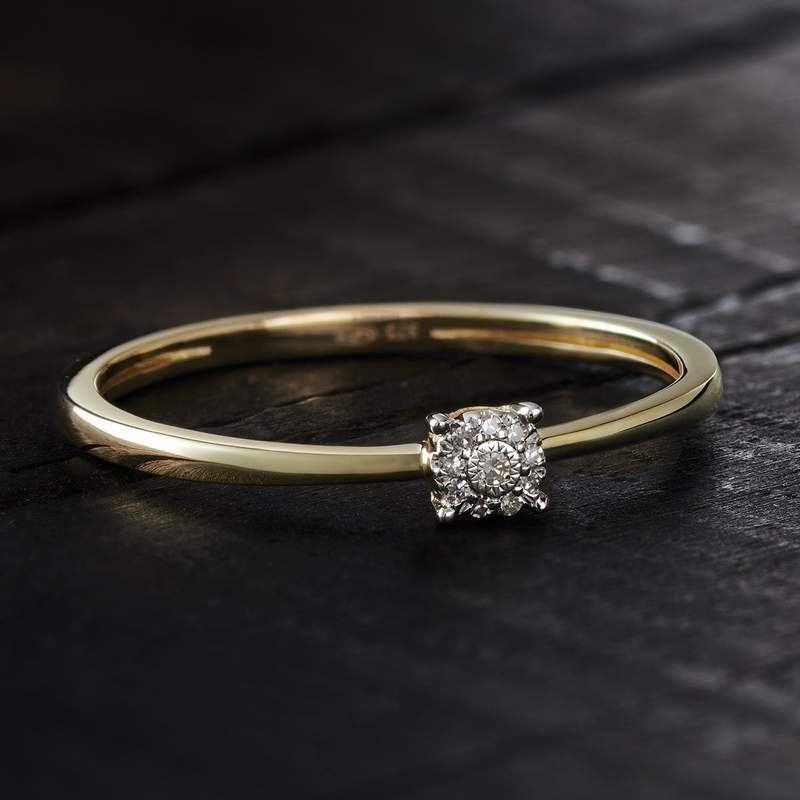 Bague or 375 2 tons diamants - vue D1