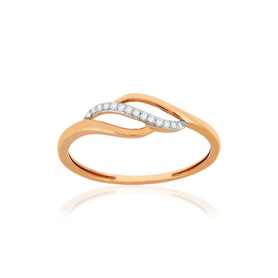 Bague or 375 rose diamants - vue 1