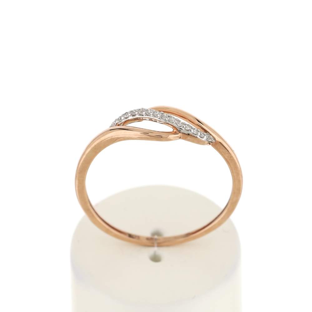 Bague or 375 rose diamants - vue 1