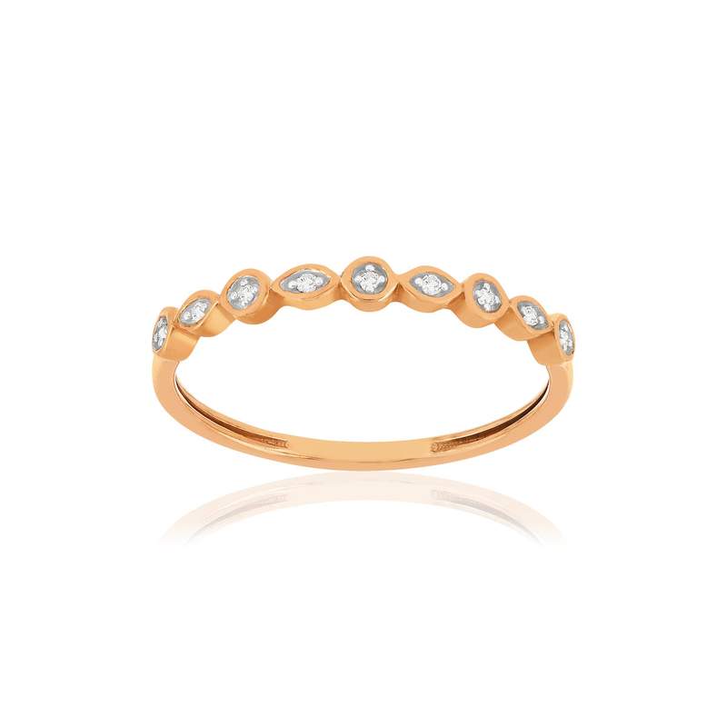 Bague or 375 rose diamants - vue 1