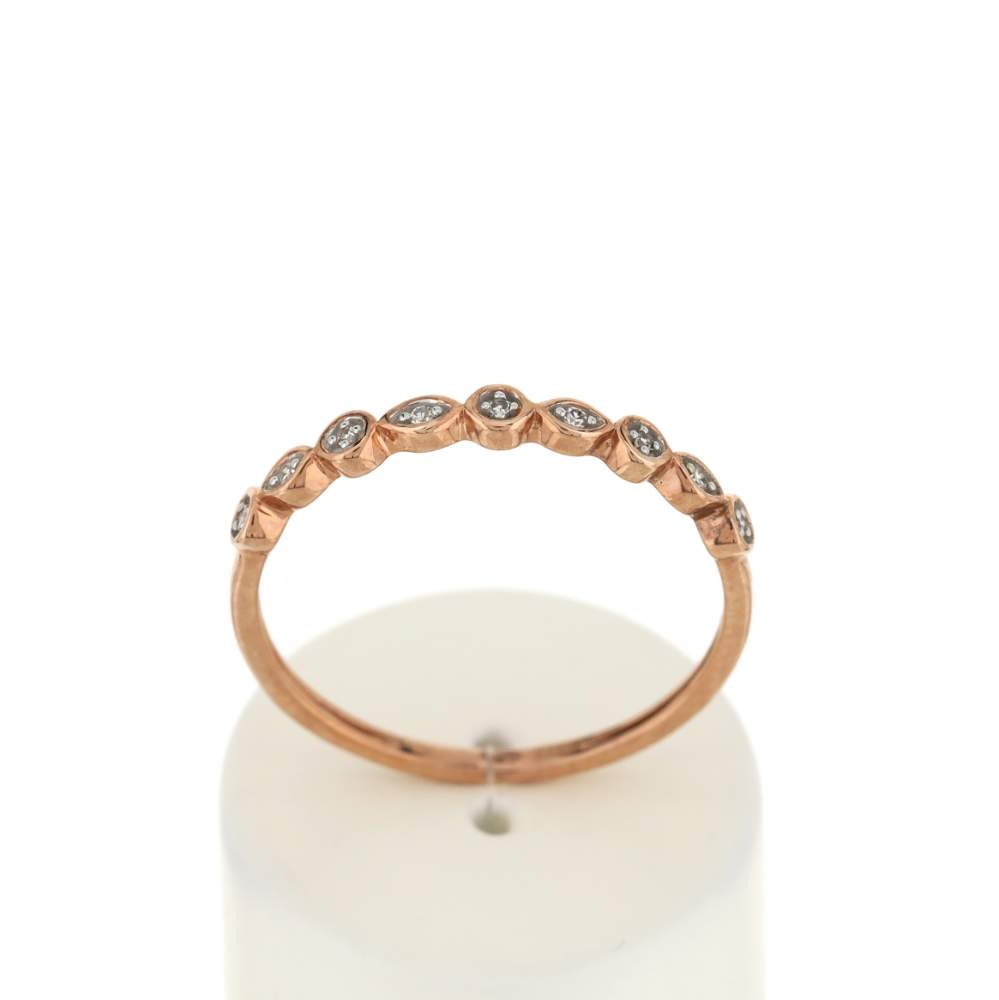 Bague or 375 rose diamants - vue 1