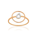 Bague or 375 rose diamants - vue 1