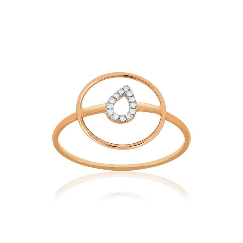 Ring van 375 roségoud met diamanten - afbeelding 1