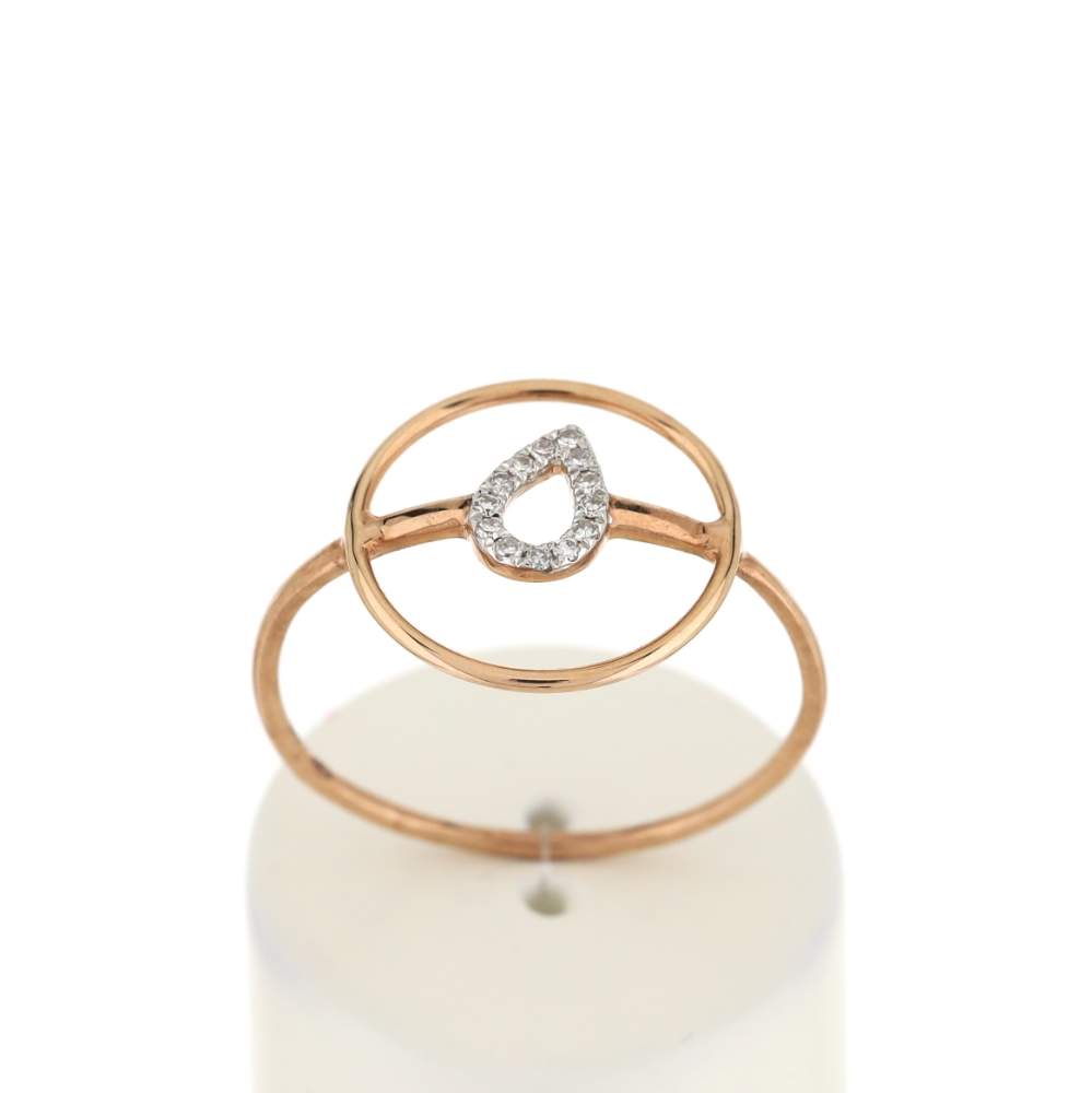 Ring van 375 roségoud met diamanten - afbeelding 1