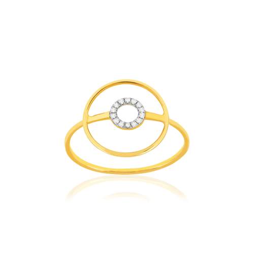 Gold ring 375 yellow diamonds