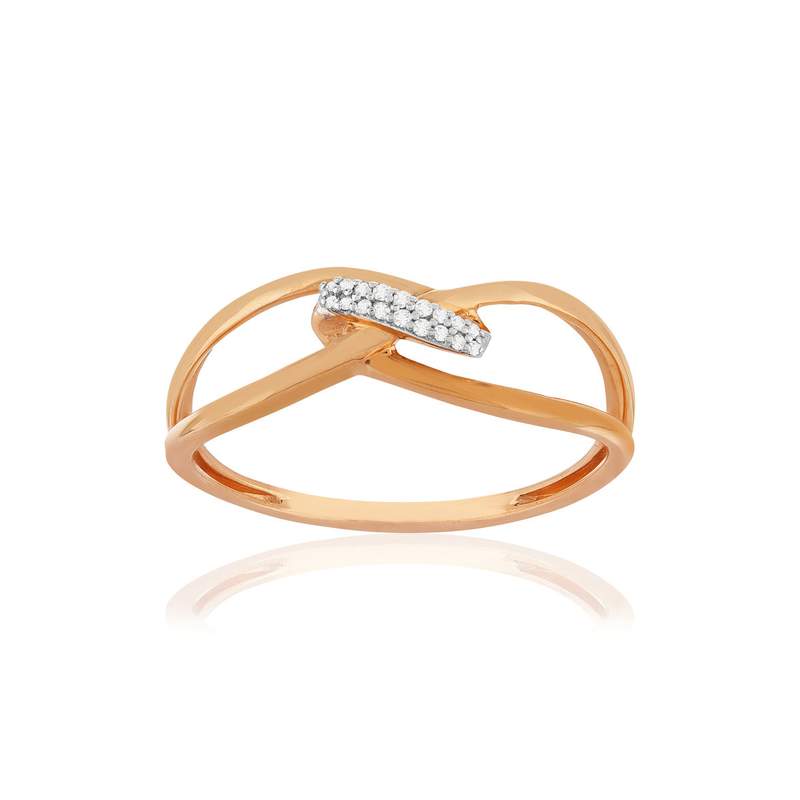 Bague or 375 rose diamants - vue 1