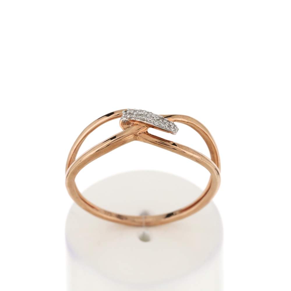Bague or 375 rose diamants - vue 1