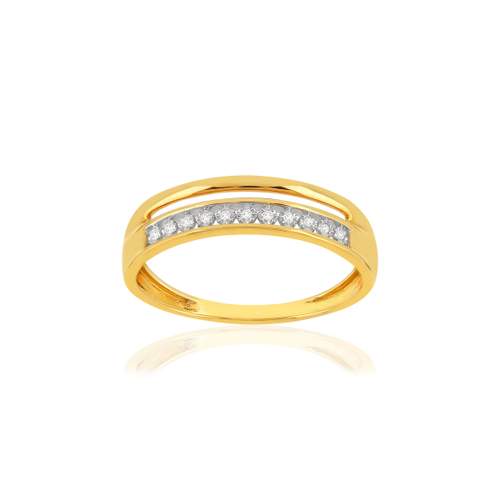 Bague or 375 jaune diamants
