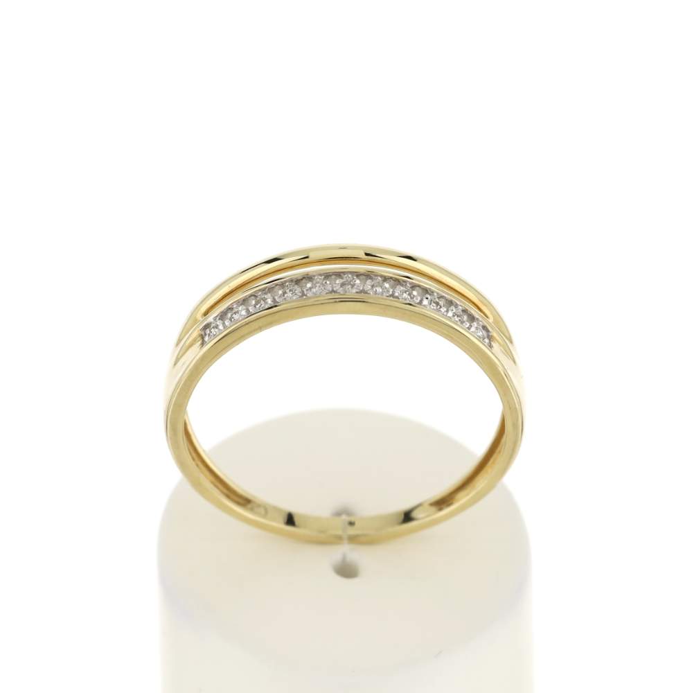 Bague or 375 jaune diamants - vue 1