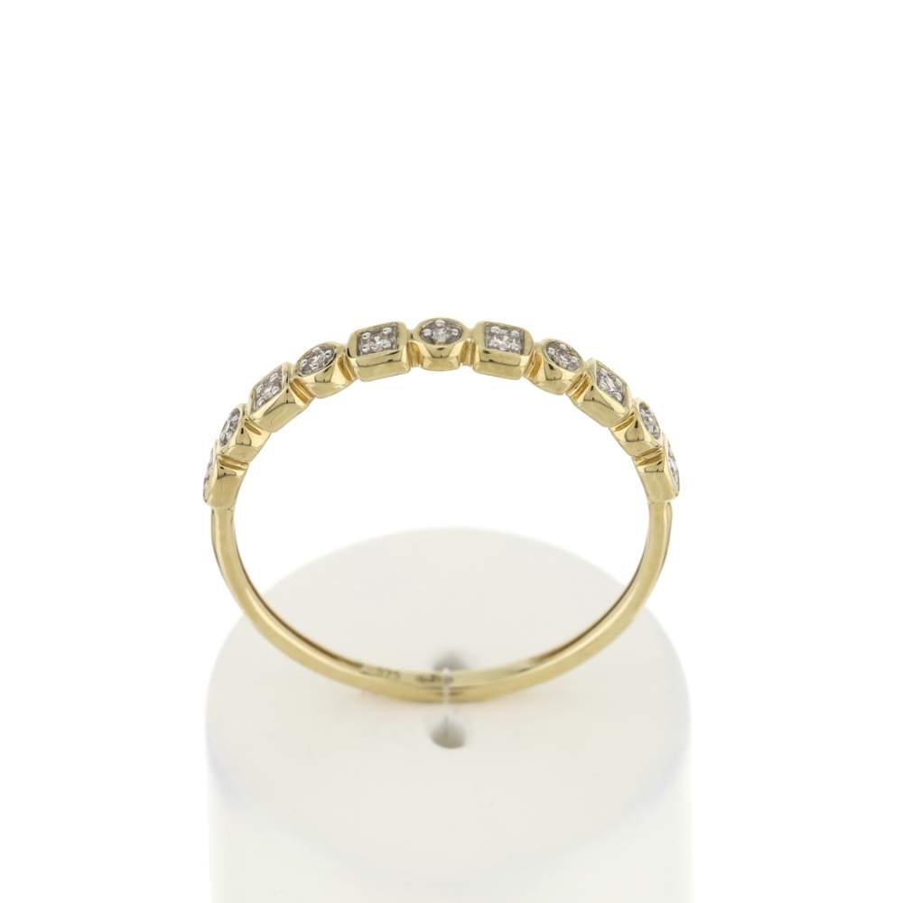 Gouden ring 375 2 diamanttinten - bekijk 1