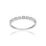 Bague or 375 blanc diamants - vue 1
