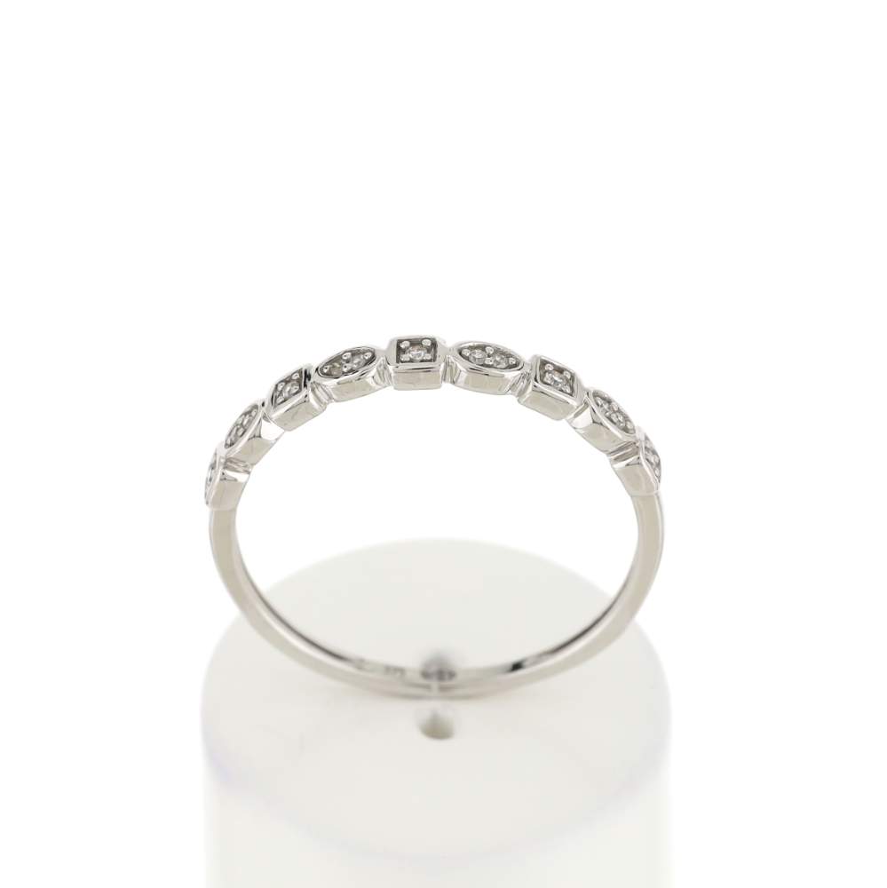 Bague or 375 blanc diamants - vue 1