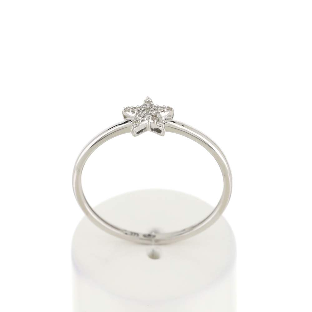Bague or 375 blanc diamants, motif étoile - vue 1