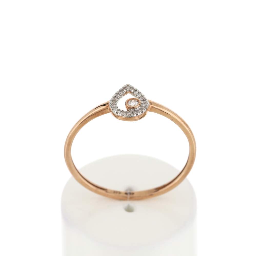 Bague or 375 rose diamants, motif goutte - vue 1