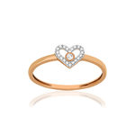 Bague or 375 rose diamants, motif coeur - vue 1