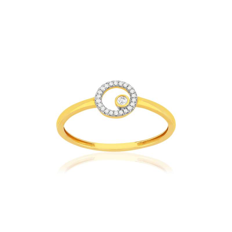 Bague or 375 jaune diamants - vue 1
