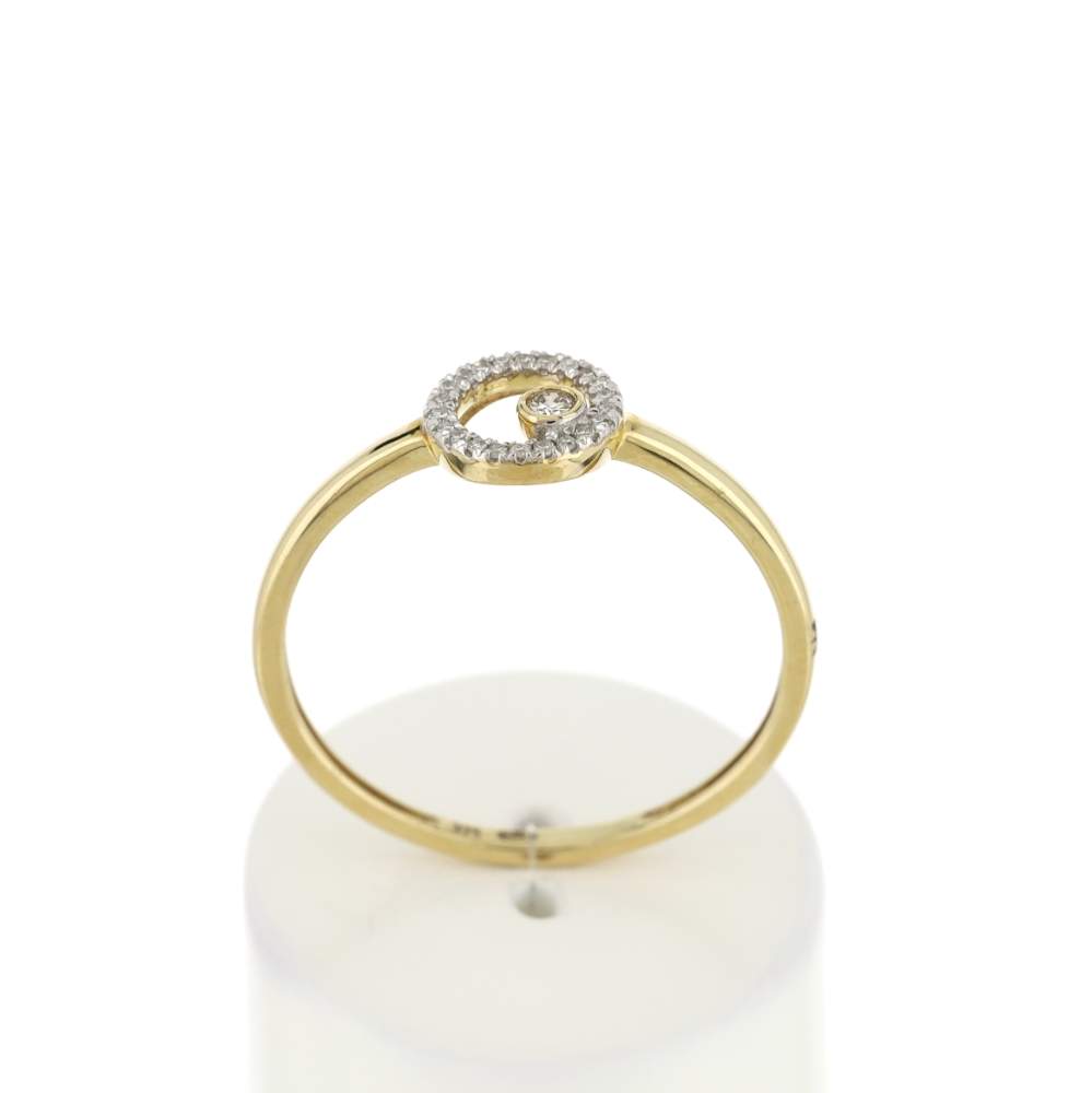 Bague or 375 jaune diamants - vue 1