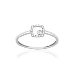 Bague or 375 blanc diamants - vue 1