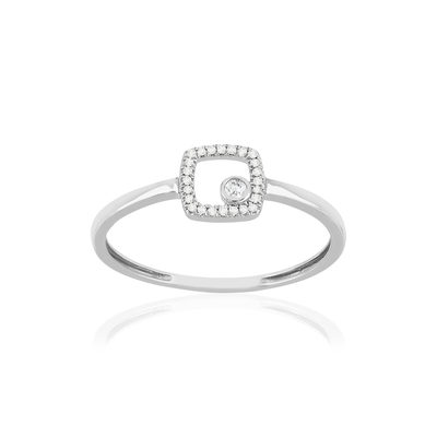 Bague or 375 blanc diamants