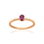 Bague or 375 rose grenat rhodolite - vue 1