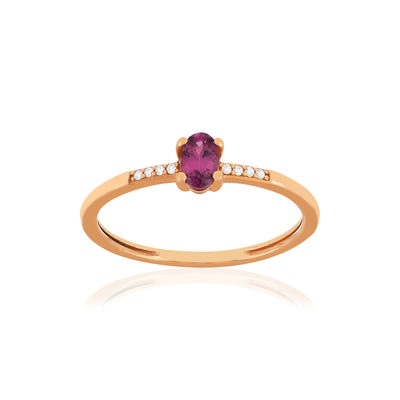 Bague or 375 rose grenat rhodolite - vue 1