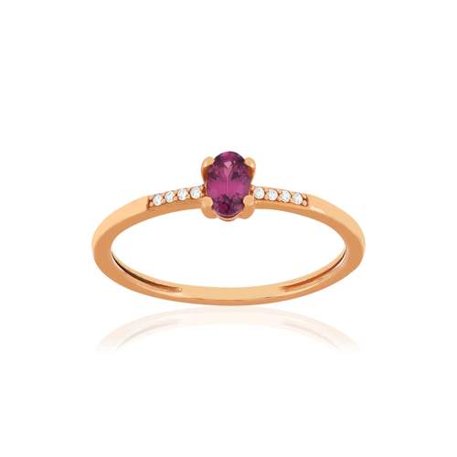 Bague or 375 rose grenat rhodolite