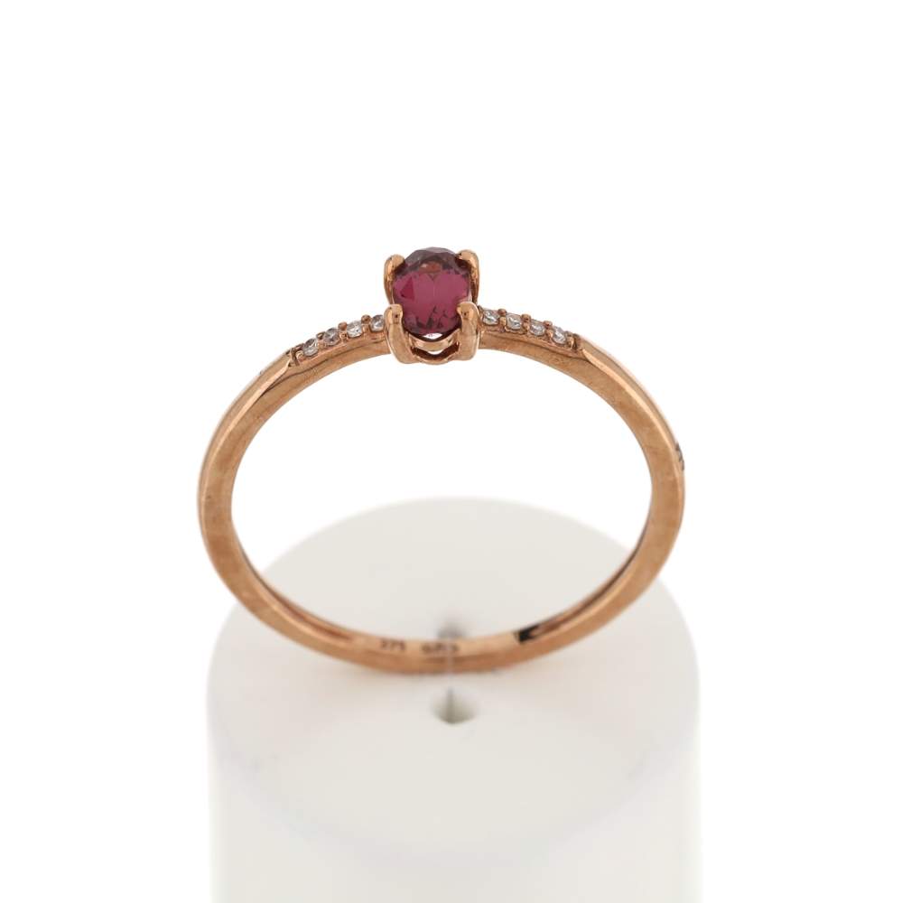 Bague or 375 rose grenat rhodolite - vue 1