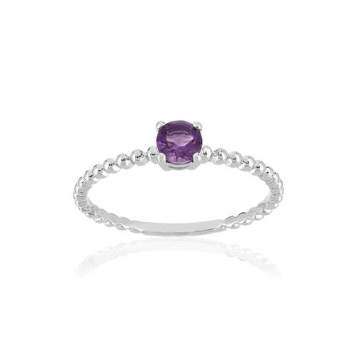 Bague or 375 blanc améthyste