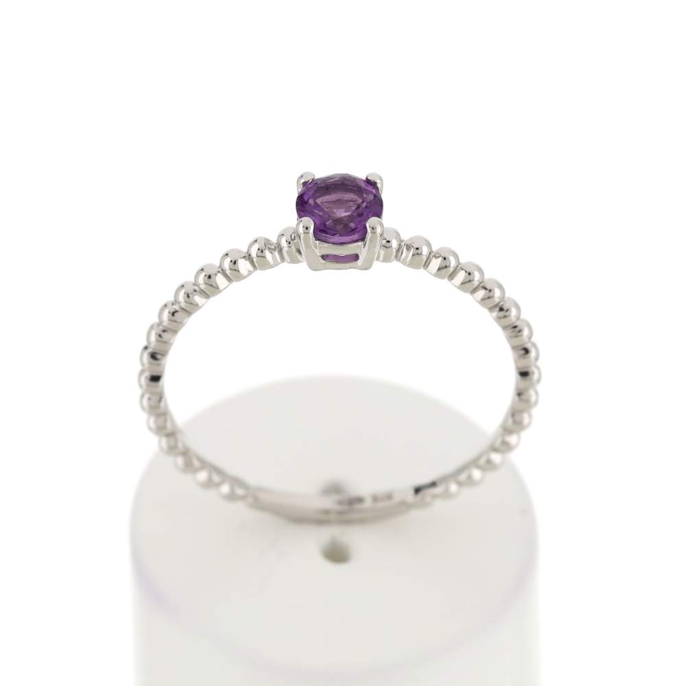 Bague or 375 blanc améthyste - vue 1