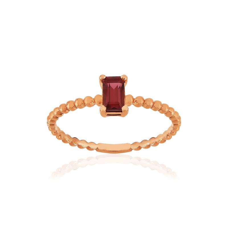 Bague or 375 rose grenat rhodolite - vue 1