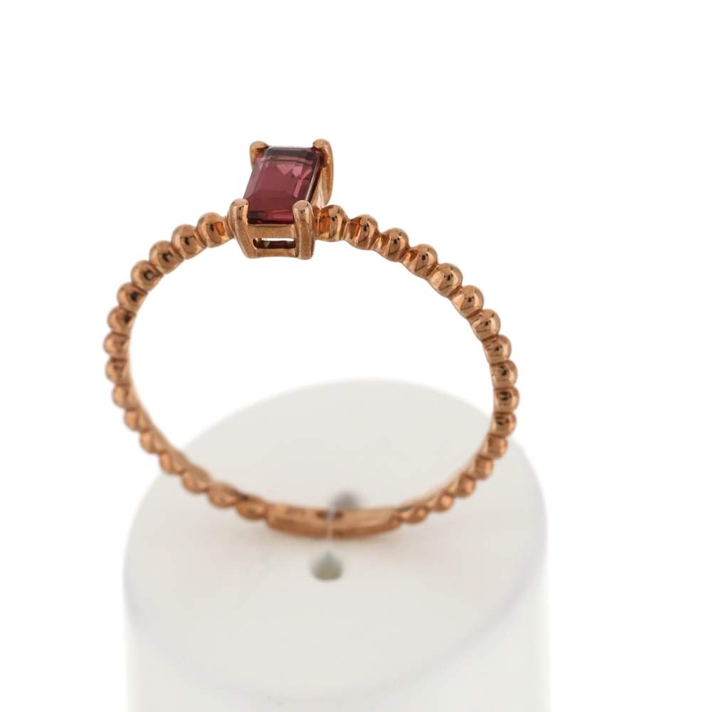 Bague or 375 rose grenat rhodolite - vue 2