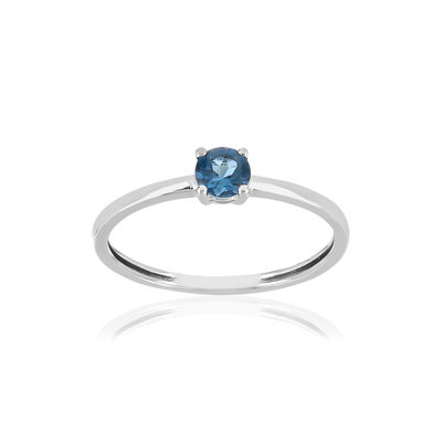 Bague or 375 blanc topaze London Blue traitée - vue 1