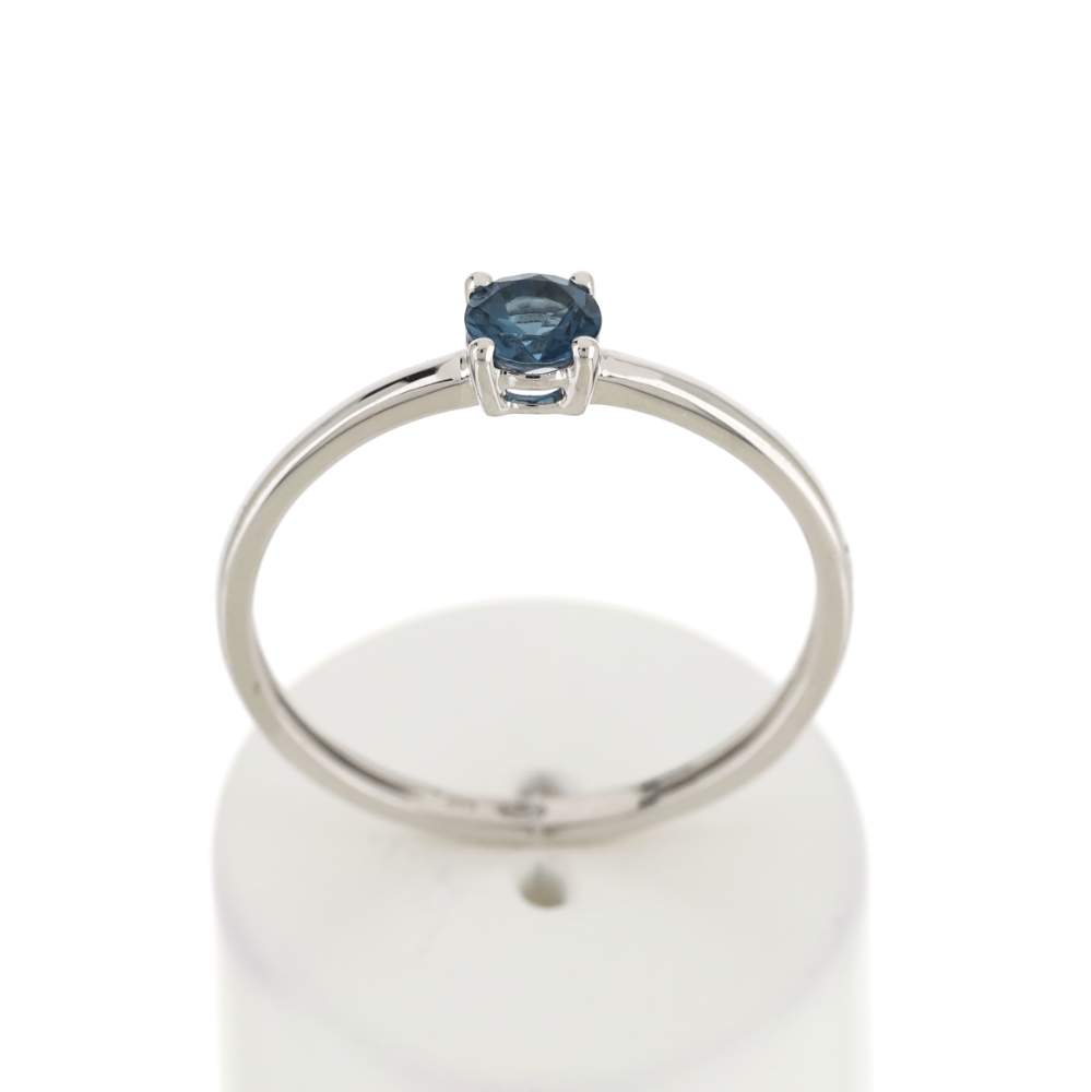 Bague or 375 blanc topaze London Blue traitée - vue 1