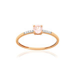 Bague or 375 rose grenat couleur champagne diamants - vue 1