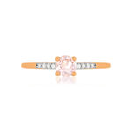 Bague or 375 rose grenat couleur champagne diamants - vue 3