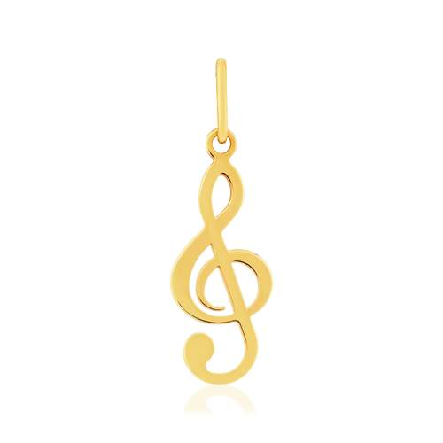 Pendentif or 375 jaune, motif clé de sol