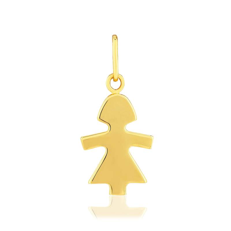 Pendentif or 375 jaune, motif fille - vue 1