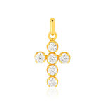 Pendentif or 375 jaune zirconias, motif croix - vue 1