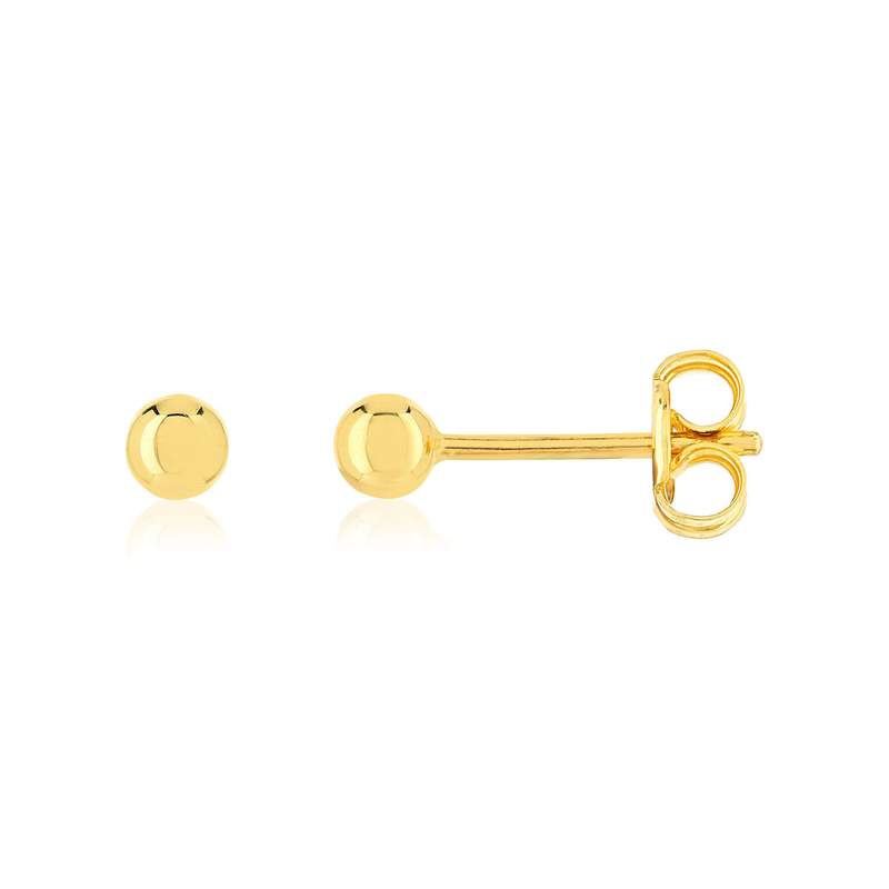 Boucles d'oreilles or 375 jaune diam 3 mm - vue 1