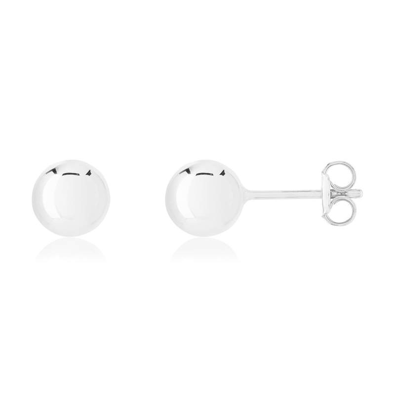 Boucles d'oreilles or 375 blanc diam 6 mm - vue 1