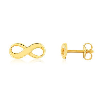 Boucles d'oreilles or 375 jaune, motif infini - vue 1